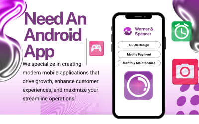 Purple and White Modern Mobile App Development Instagram Post (1280 x 780 px)