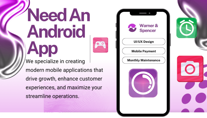 Purple and White Modern Mobile App Development Instagram Post (1280 x 780 px)