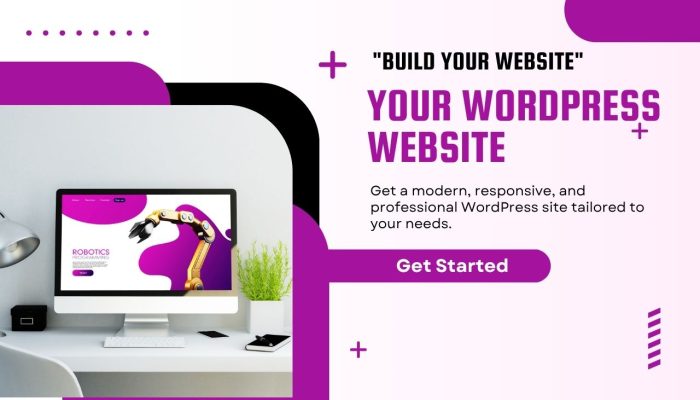 Purple and White Simple Build Your Website Facebook Cover (1280 x 768 px)