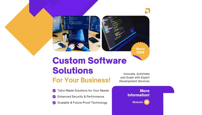 Purple and Yellow Modern Software Development Services LinkedIn Post (1280 x 768 px)