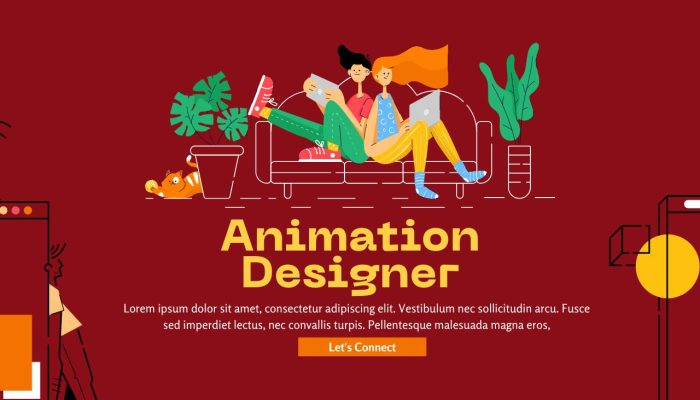 Red Illustrated Animation Designer Blog Banner (1280 x 768 px)