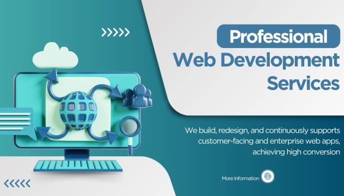 Turquoise And White Modern Web Development Service Facebook Ad
