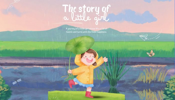 Watercolor cute Illustrative The Story of a Little Girl EBook Cover (1280 x 768 px)