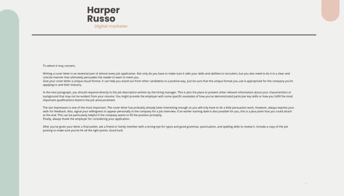 White Modern Digital Marketer Cover Letter Template (1280 x 768 px)