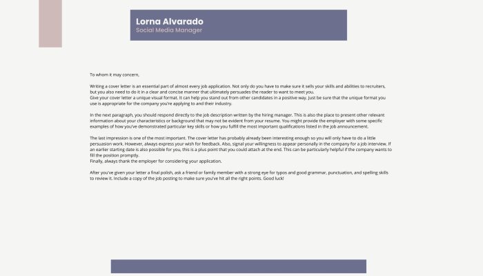 White Modern Sosial Media Manager Cover Letter Template (1280 x 768 px)