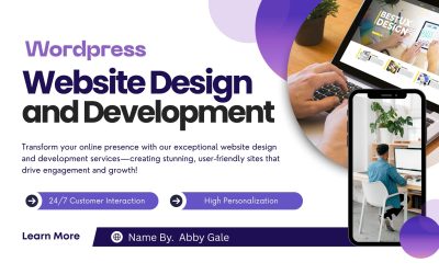White Purple Modern Website Design And Development Outdoor Banner