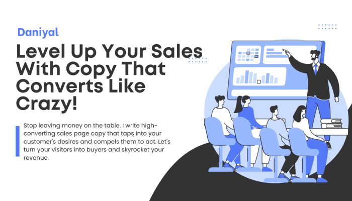 White and Blue Illustrated Sales Services Banner Landscape