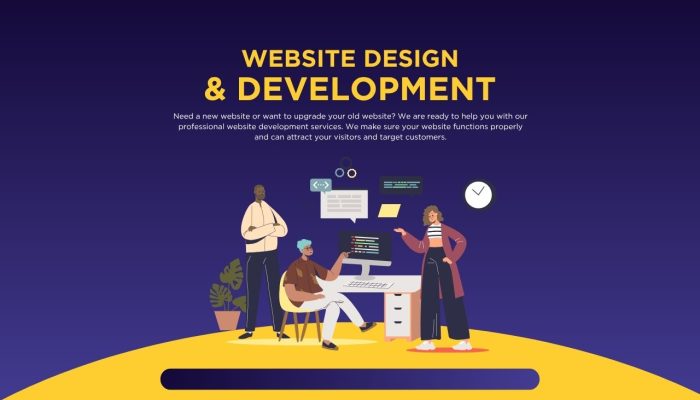 Yellow And Blue Illustrative Website Design & Development Instagram Post (1280 x 768 px)