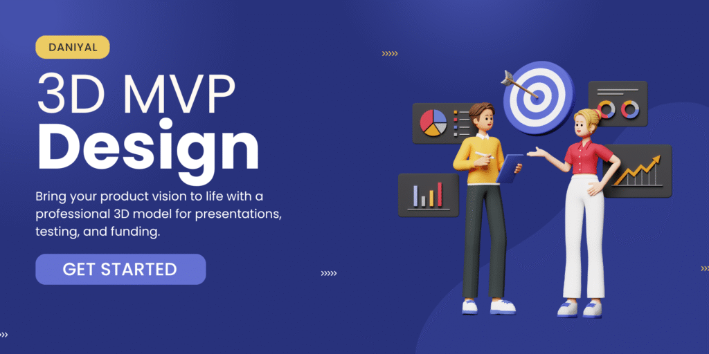 I will design a professional 3D model for your Minimum Viable Product (MVP)