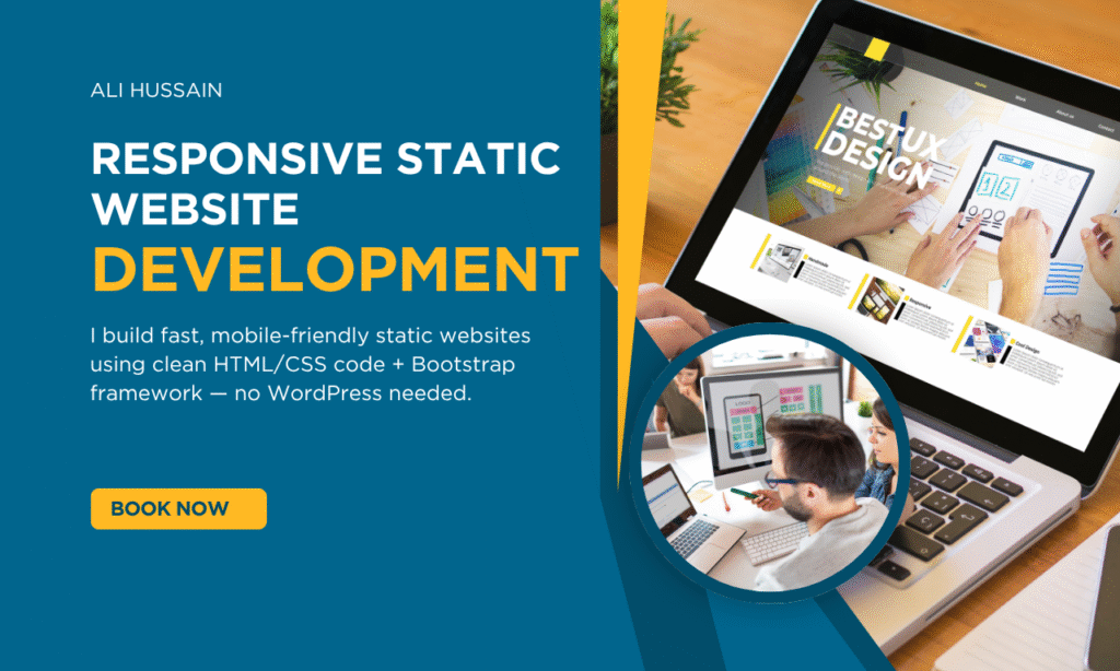 I will develop a responsive static website using HTML, CSS, and Bootstrap.
