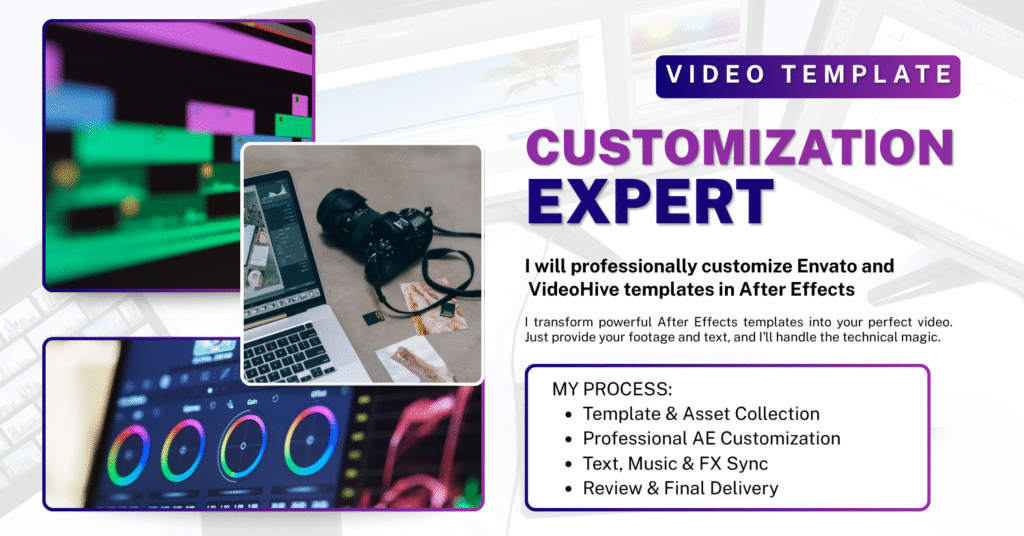 I will edit envato, videohive, after effects video template editing