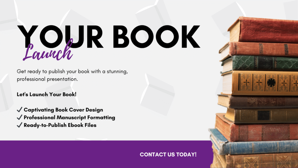 I will design a captivating book cover, professionally format your manuscript, and provide a ready-to-publish ebook.