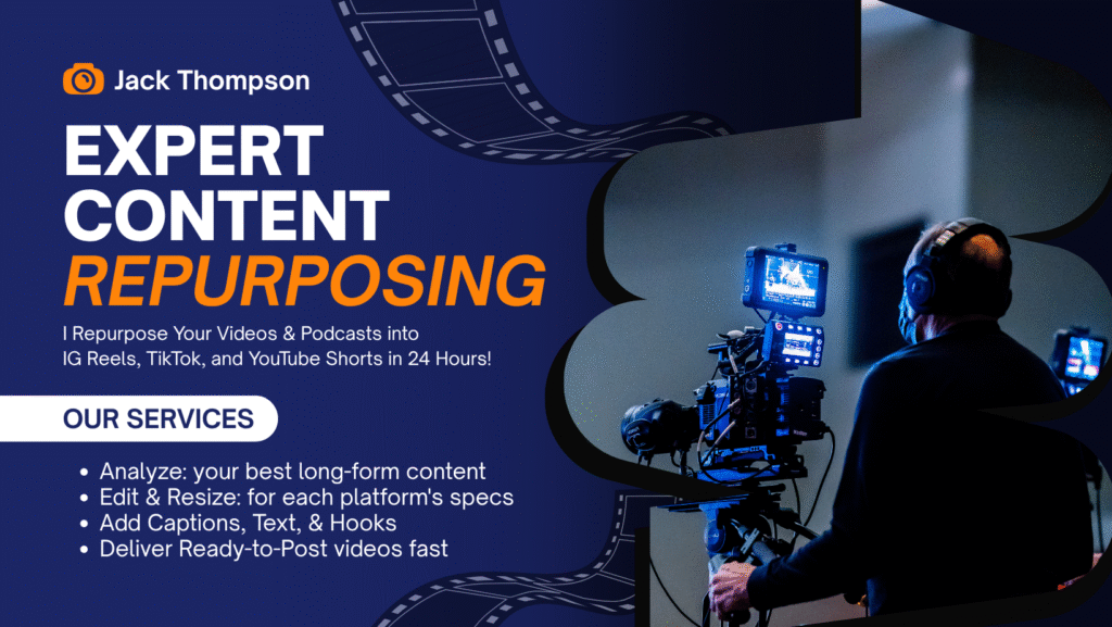 I will repurpose video or podcast to ig reels, tiktok and shorts in 24 hrs
